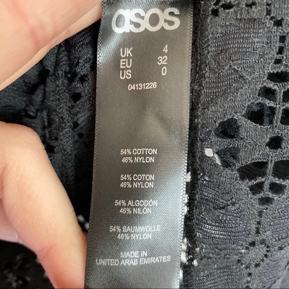 ASOS Lace and Velvet Open Front Smocked Top Black - Picture 10 of 13